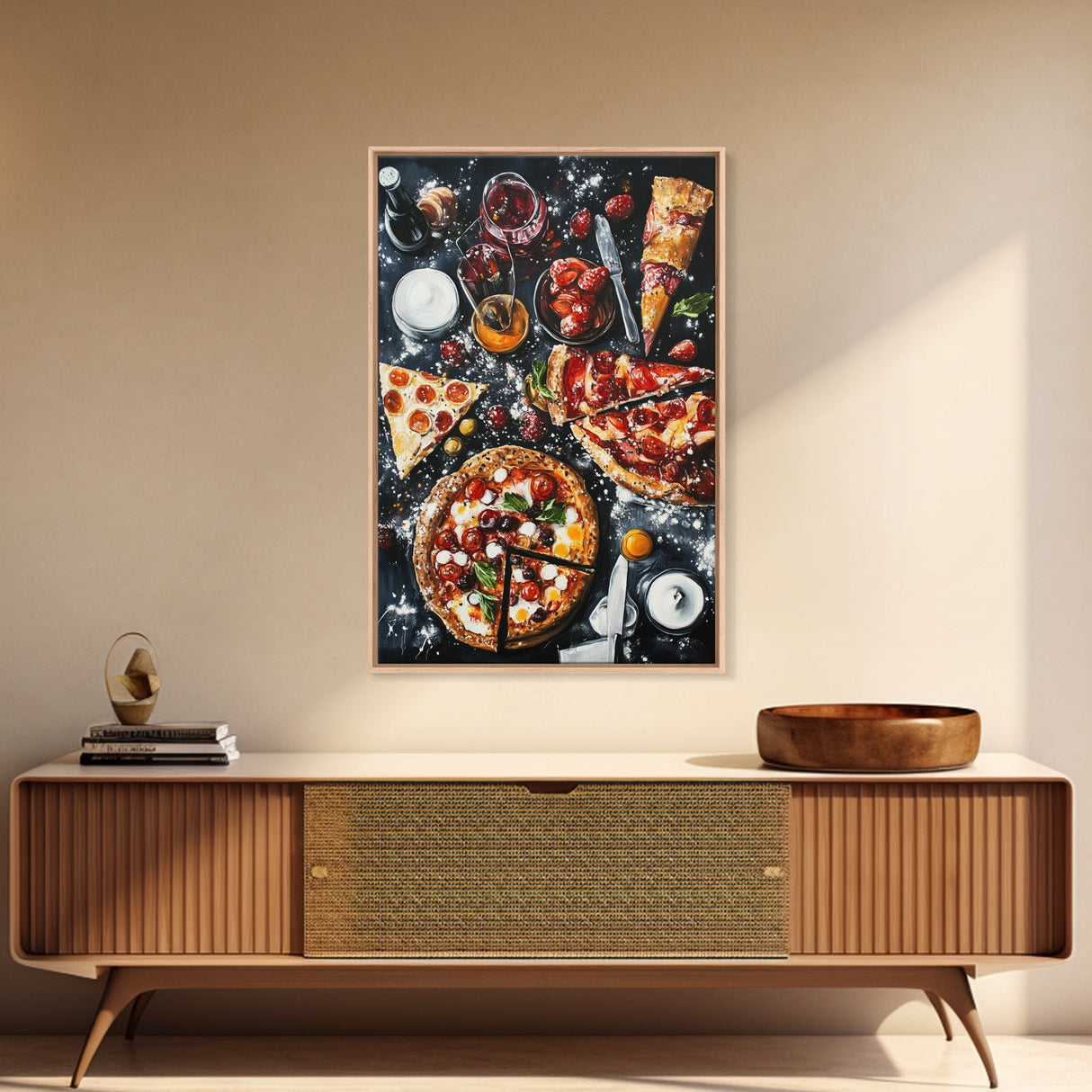 Italian Restaurant Wall Art, Retaurant Decor, Pizza Painting Canvas Print, Kitchen Wall Art, Kitchen Painting, Dining Room Decor