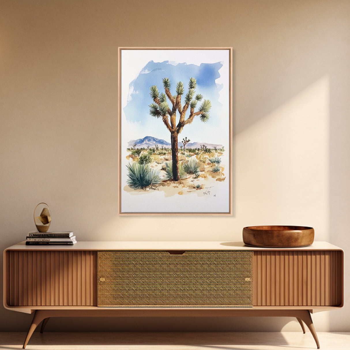 Watercolor Painting Print of Joshua Tree, Framed Canvas Print, Joshua Tree Art, Joshua Tree California Wall Art, Modern Farmhouse Art