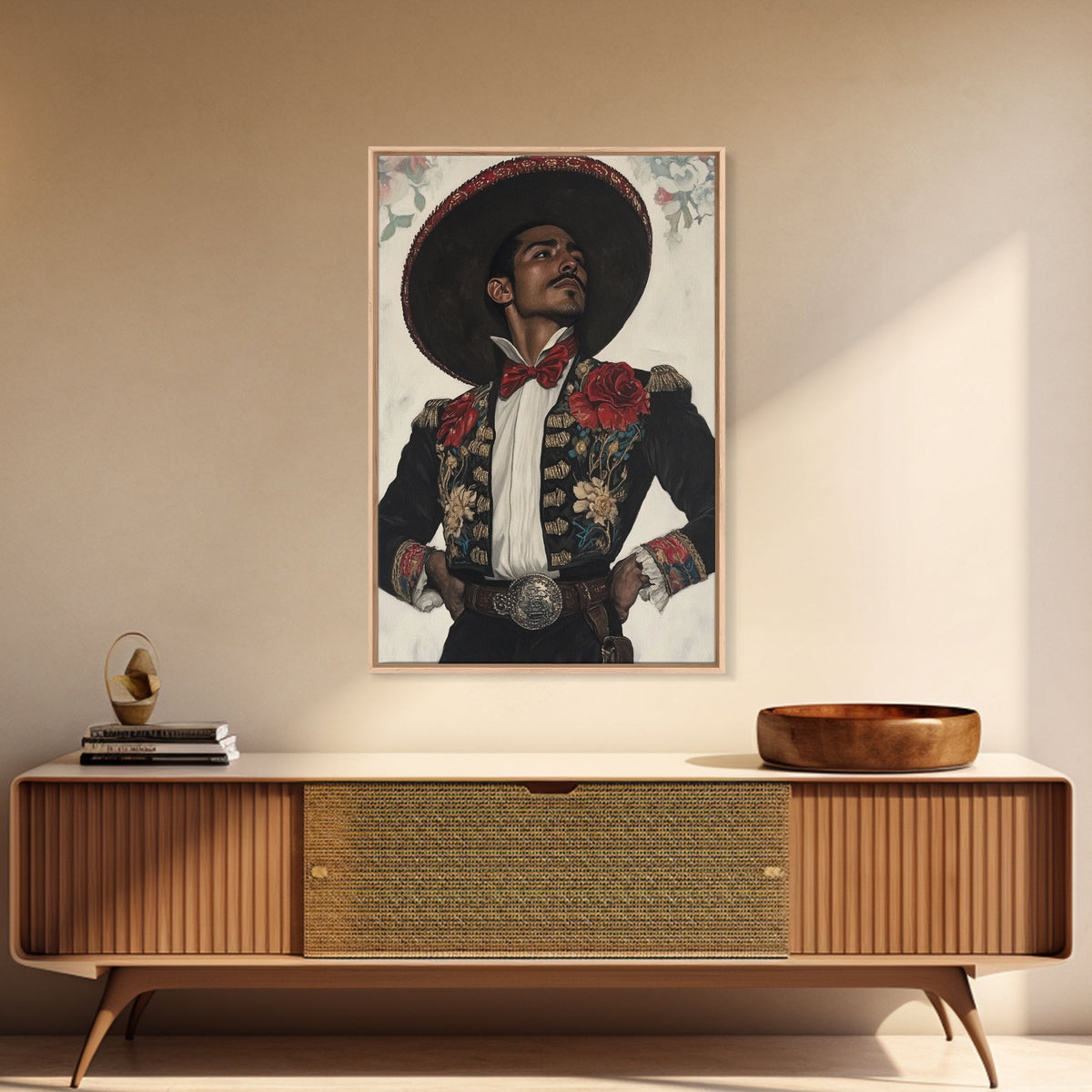 The Matador Painting Print, Chicano Art Framed Canvas Print, Traditional Mexican Wall Decor, Mexican Wall Art, Cultural Decor, Vibrant Decor