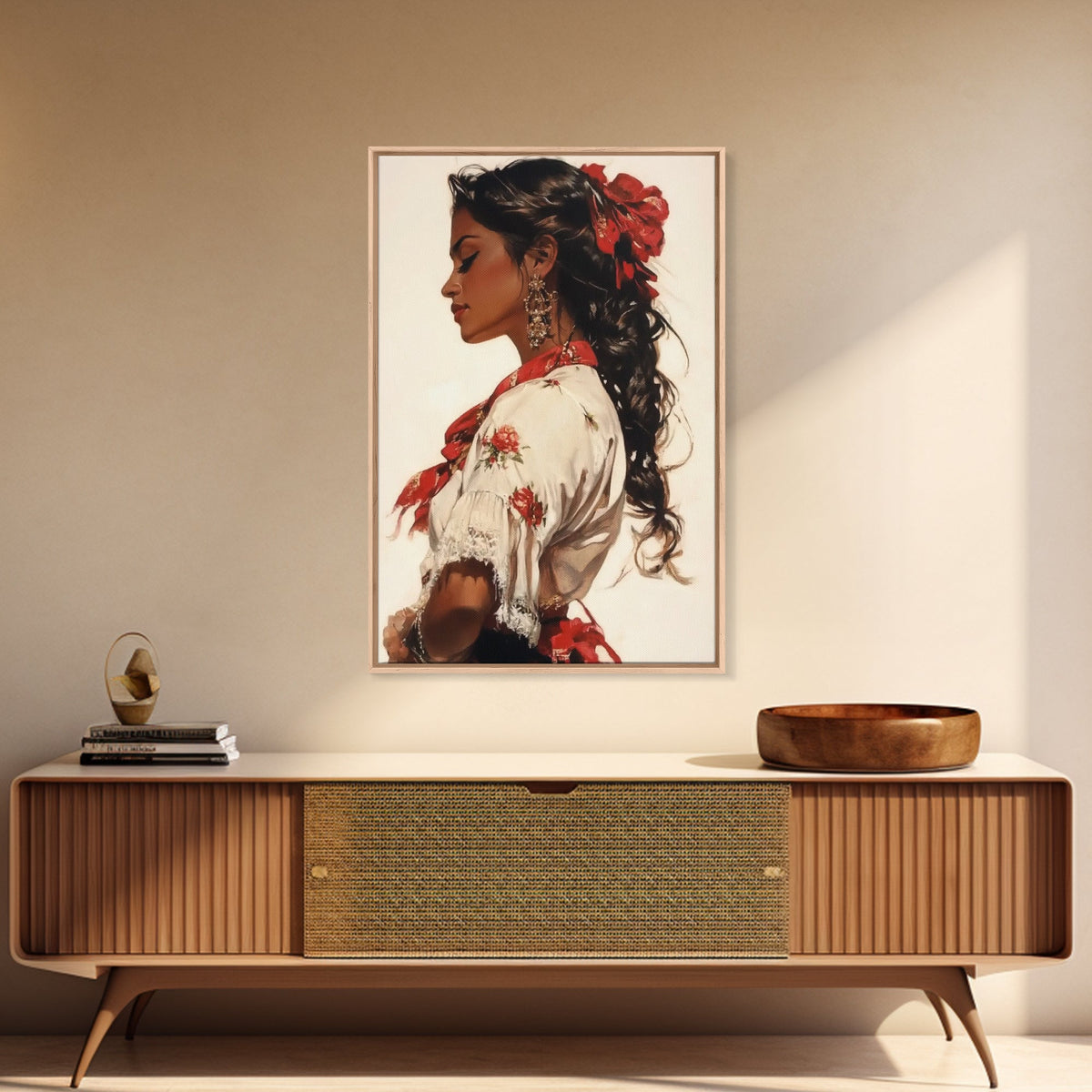 Mexican Art Canvas Print, Romantic Wall Art, Latino Art, Mexicano Wall Art, Tejano Decor, Chicano Painting Wall Art