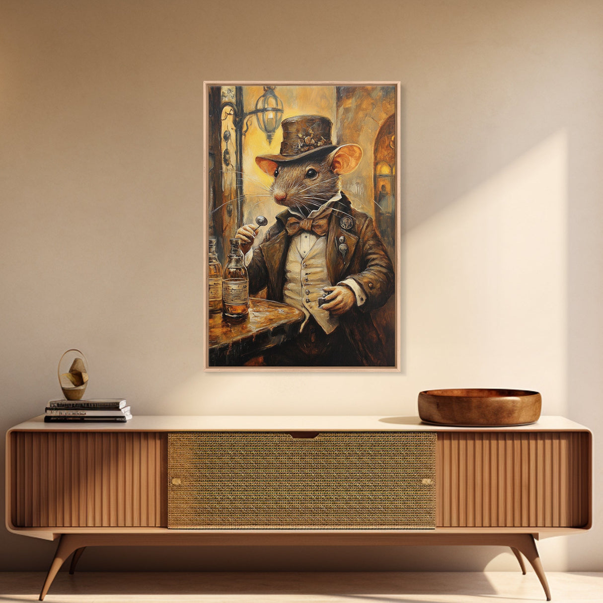Dapper Rat Gentleman Canvas Print, Wood Framed Wall Art, Rat Painting, Rat Decor, Rat Lover Gift Idea