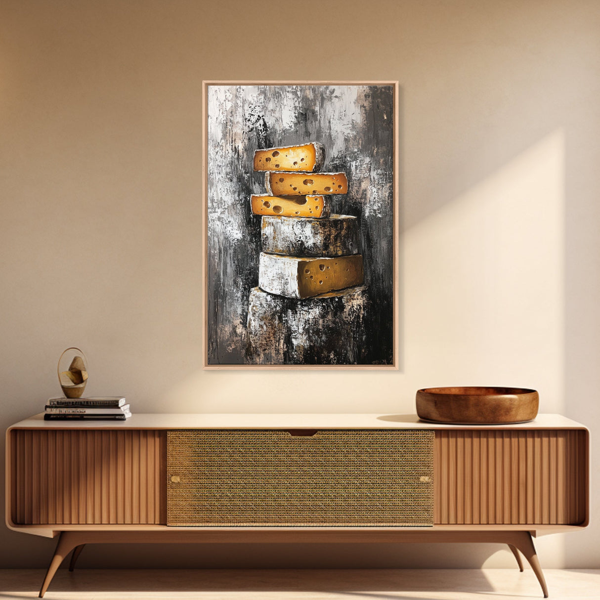 Stack Of Cheese Painting Print - Victorian Still Life Oil Painting of Cheese Rustic Farmhouse Kitchen Art - Kitchen Decor - Gift Idea For Chef