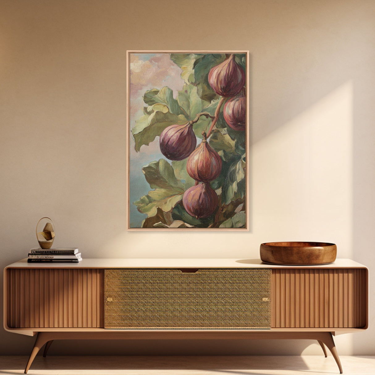 Figs On The Vine Framed Canvas Print - Kitchen Wall Art - Figs Painting