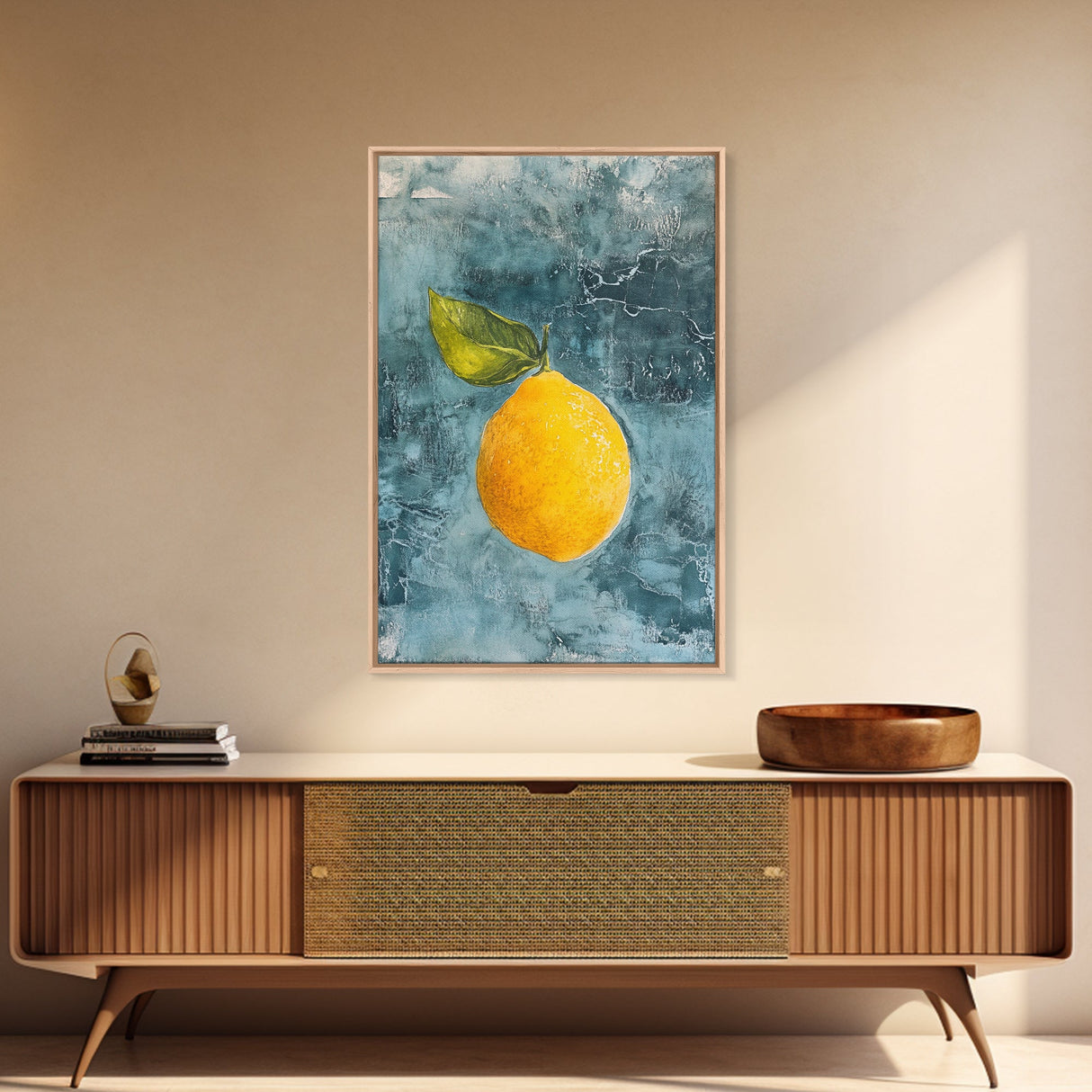 Vintage Lemon Still Life Painting Canvas Print, Framed Art Print Gallery Wall, Lemon Painting, Kitchen Art, Kitchen Food Wall Art