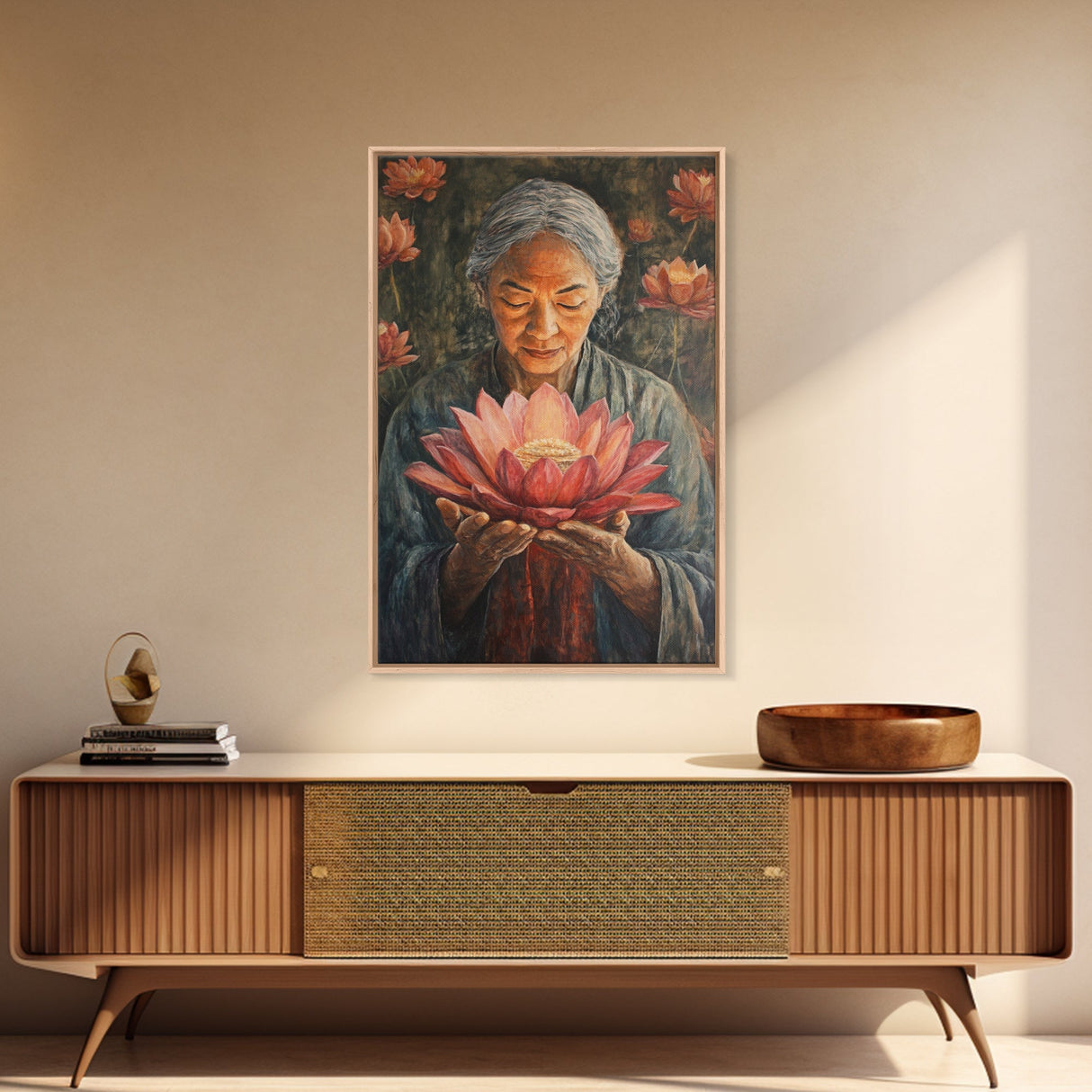 Bahai Wall Art Framed Canvas Print, Retro Abstract Wall Art, Living Room Decor
