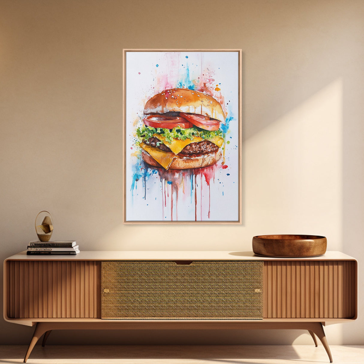 Hamburger Painting Print, Kitchen Decor, Restaurant Decor, Dining Room Art, Restaurant Wall Art, Diner Wall Art, Restaurant Owner Gift Idea