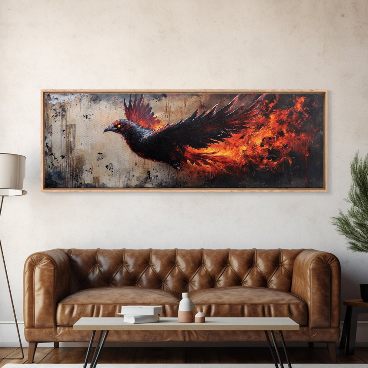 Panoramic Phoenix Painting Print, Phoenix Wall Art, Framed Canvas Art, Phoenix Painting, Phoenix Decor, Rebirth, Trendy Wall Art