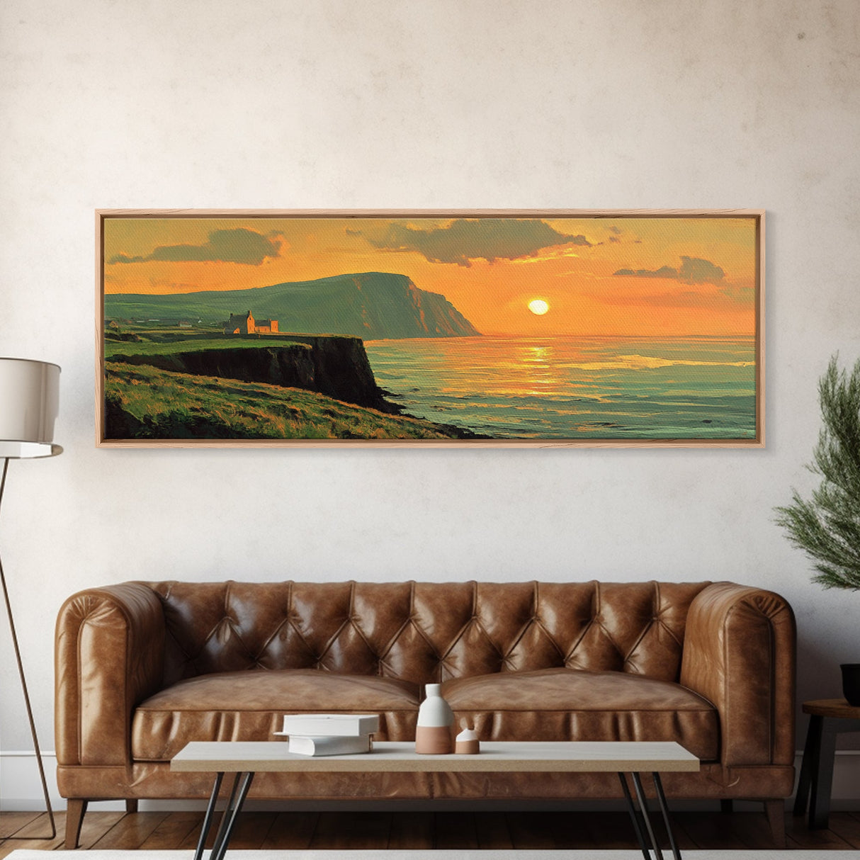 Ireland Painting Print Cliffs of Moher, Framed Canvas Print, Wood Framed Wall Art, Ireland Painting, Ireland Decor, Art of Ireland
