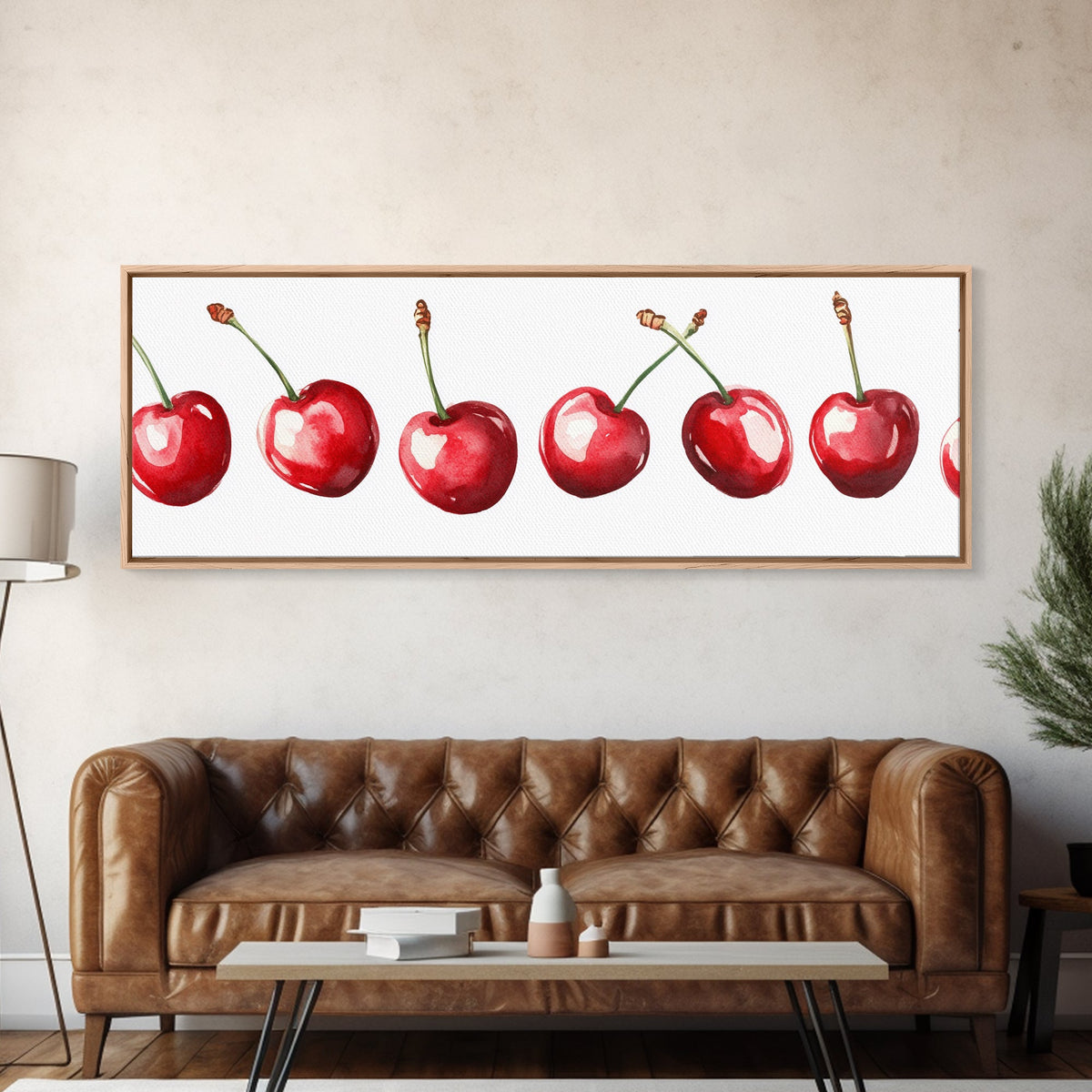 Panoramic Cherry painting Print - Kitchen Home Decor - Trendy Dorm Room Wall Art - Dining Room Decor - Cherry Art - Cherry Painting