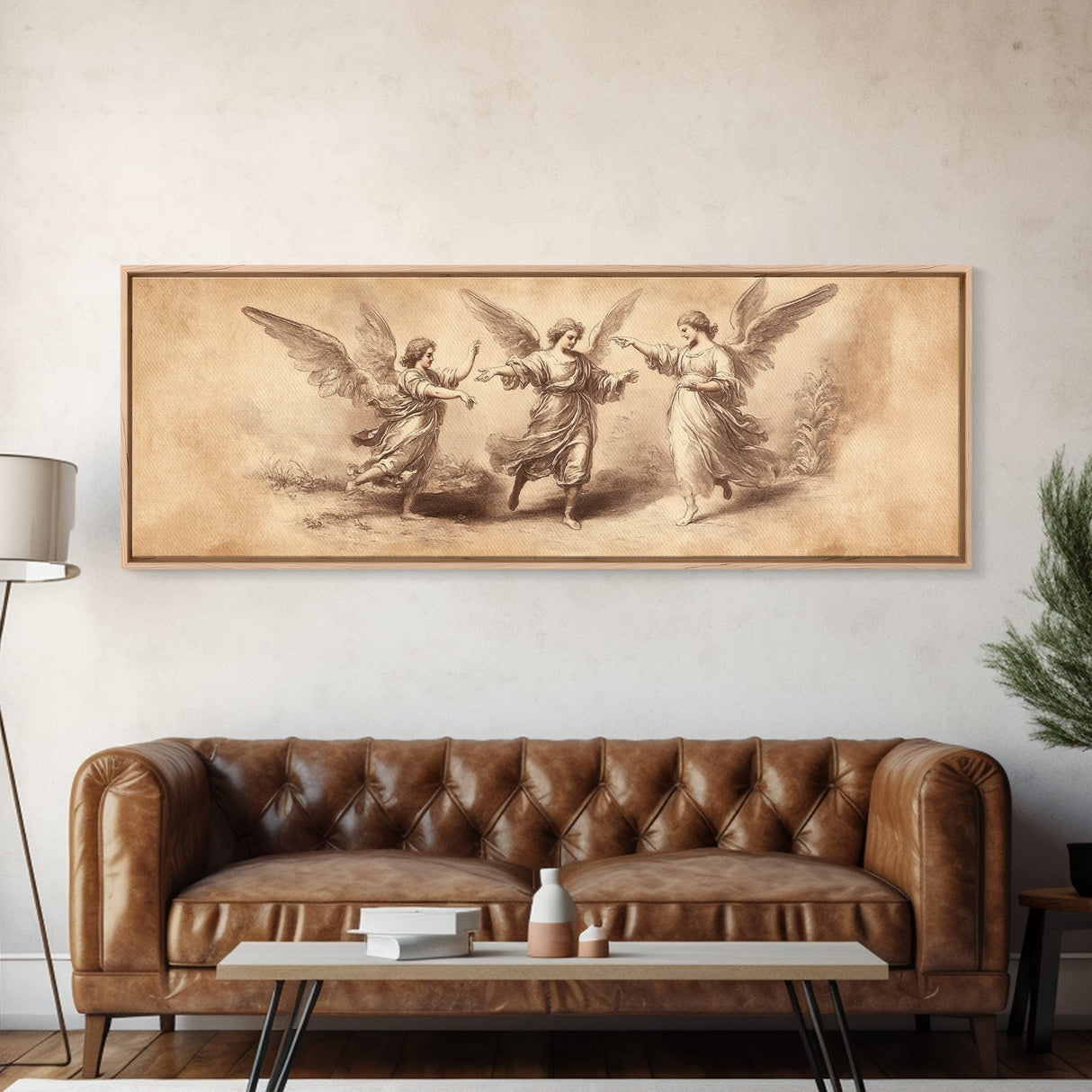 Guardian Angel Painting Print, Angelic Wall Art, Angel Painting, Guardian Angels Print, Original Panoramic Angel Painting, Angel Sketch