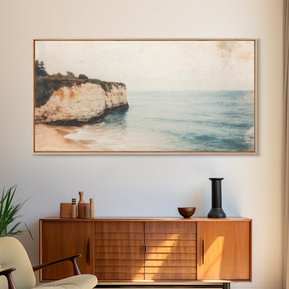 White Cliffs of Dover Framed Canvas Print, Oil Painting of England, England Original Painting, England Wall Art, England Themed Decor