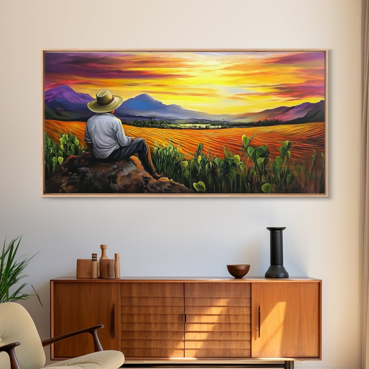 Oil Painting Print of an El Campesino - Mexican American Wall Art - Framed Canvas Print - Mexican Folk Art - Chicano Wall Art - Mexicano Art