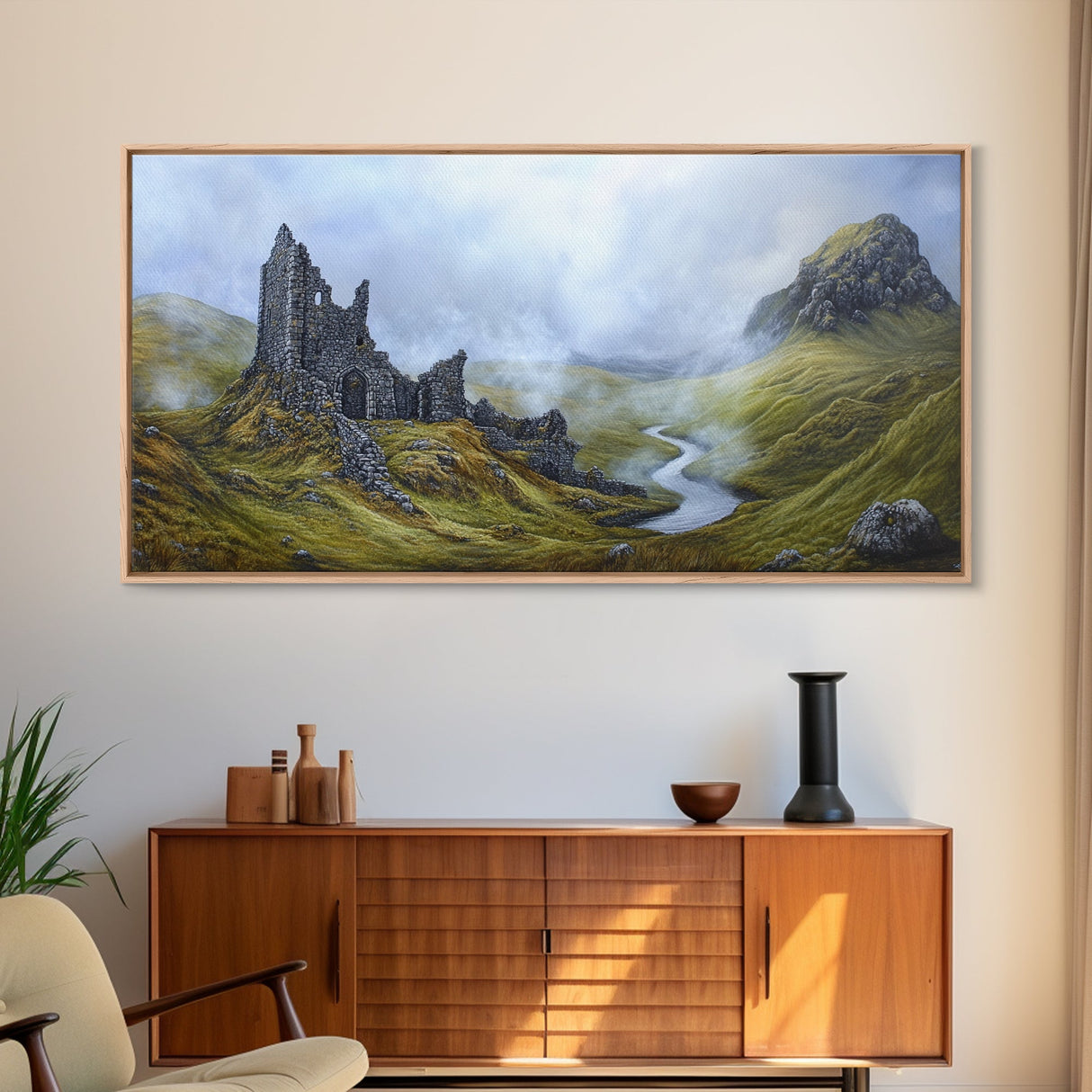 Irish Castle Ruins Painting Canvas Print, Ireland Landscape Painting Print, Ireland Wall Art, Man Cave or Office Home Decor, Above Sofa Art