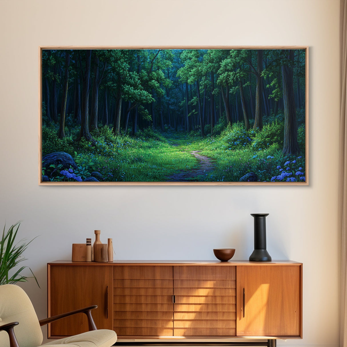 Large Framed Vintage Style Landscape Painting Print | Fantasy Wall Art | Fantasy Painting | Forest Painting | Landscape Wall Art