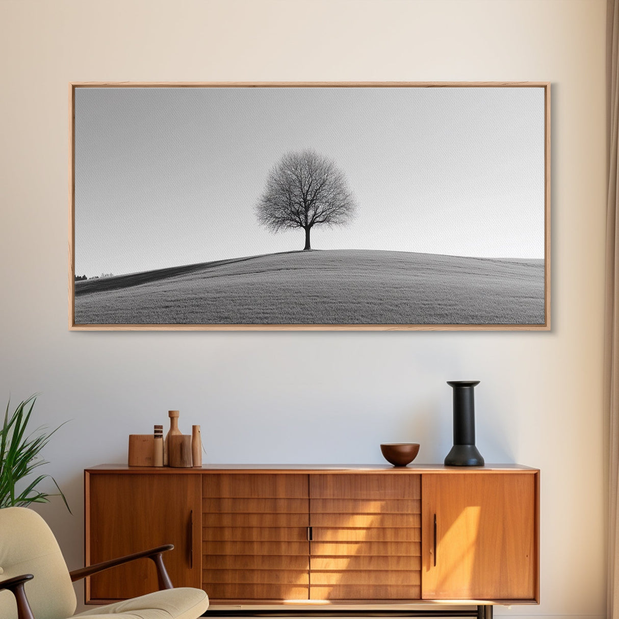 Loneliness - Framed Canvas Print Ready To Hang Wall Art - Thought Provoking Art - Moody Wall Art - Moody Painting - Black and White Dead Tree Art