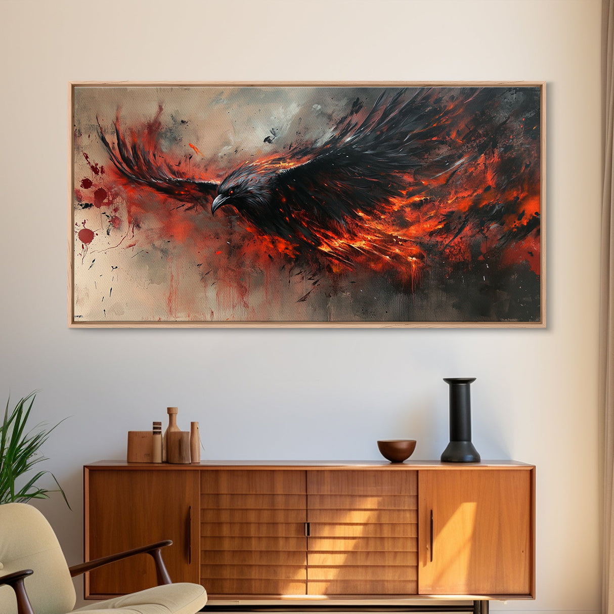 Vibrant Phoenix Wall Art Print, Framed Canvas, Phoenix Poster, Mythical Print, Phoenix Art Print, Fantasy Wall Art, Wall Art Print