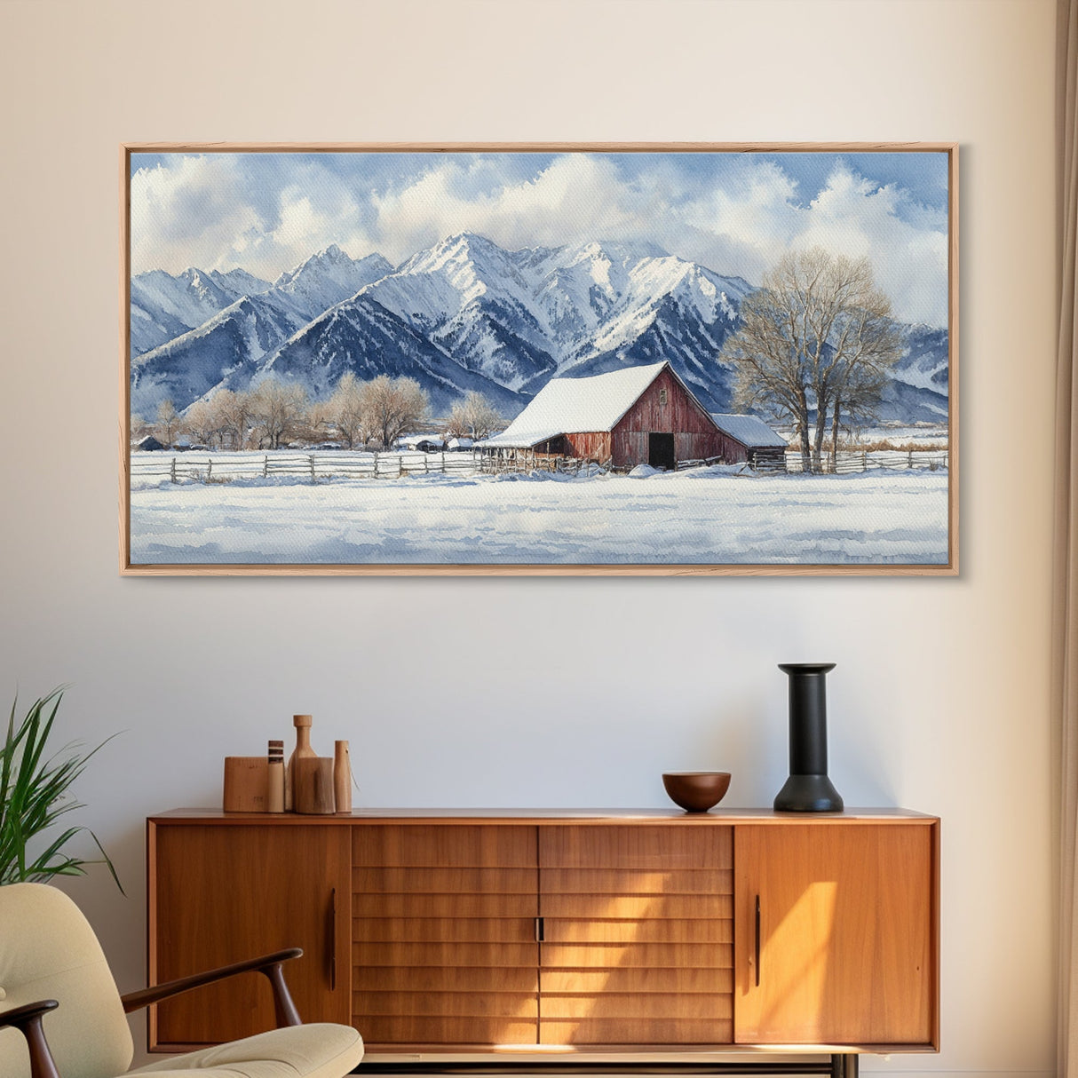 Winter Cabin Oil Painting Print - Rustic Farmhouse Decor - Modern Farmhouse - Cabin Decor - Rural America Oil Painting Print