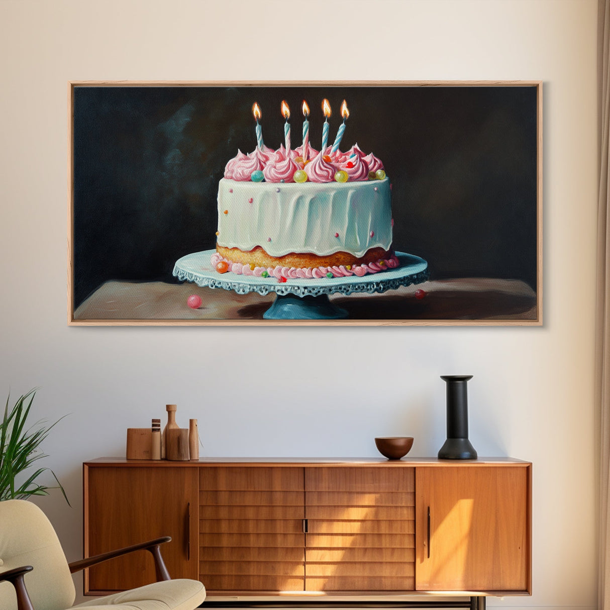Painting Print of a Wedding Cake, Framed Canvas Art, Kitchen Decor, Wedding Decor, Kitchen Wall Art