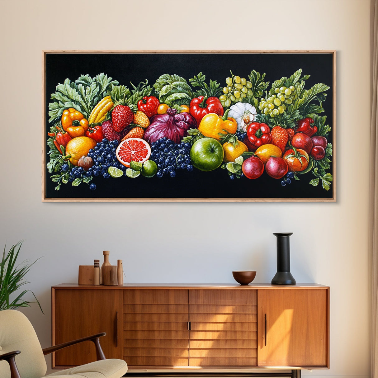 Fruits and Vegetables Wall Art Canvas Print, Kitchen Decor, Kitsch Decor, Kitchen Wall Art, Dining Room Decor, Modern Farmhouse Kitchen Art