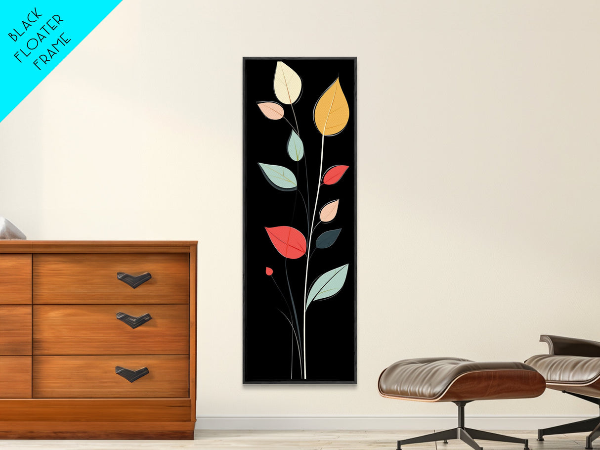 Mid-Century Modern Floral Pattern Framed Canvas Print, Flower Painting, Flower Art, MCM Art, Floral Decor, Botanical Wall Art
