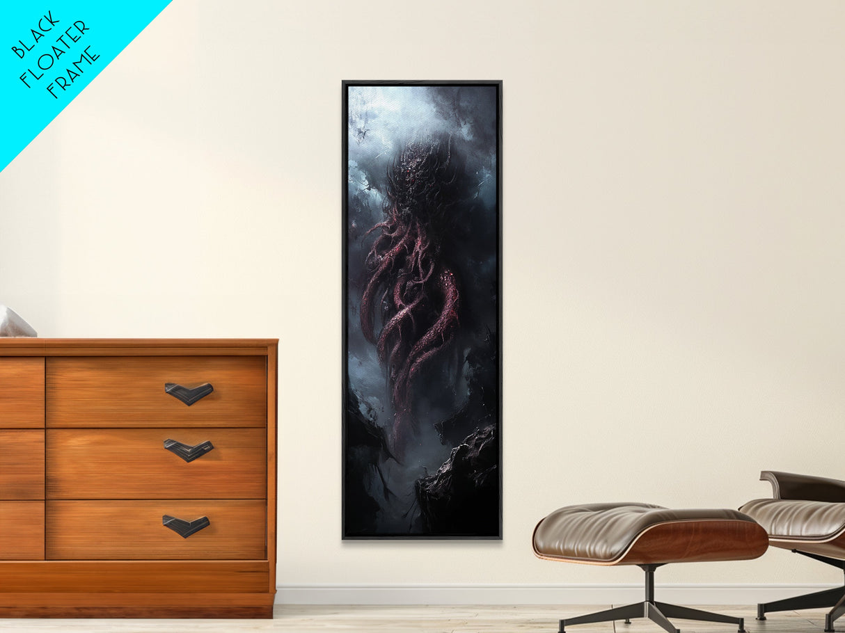 Cthulu Cosmic Horror Wall Art Canvas Print - Tall Skinny Narrow Wall Art - Accent Piece - Halloween Decor - Cosmic Horror Painting