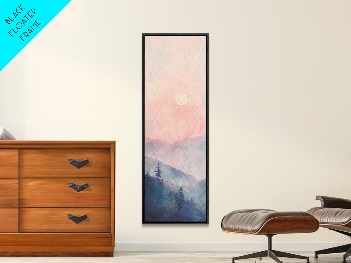 Sunset Over the Blue Ridge Mountains, Framed Canvas Print, Blue Ridge Mountains Painting, Home Decor, Ready To Hang Art, Mountain Painting