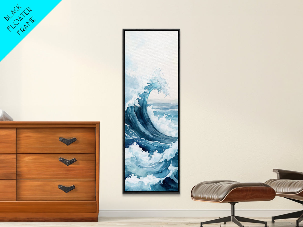 Ocean Wave Art Framed Canvas Print Coastal Decor Nautical Wall Art Blue Abstract Art Minimalist Art Above Bed Wall Art Gift