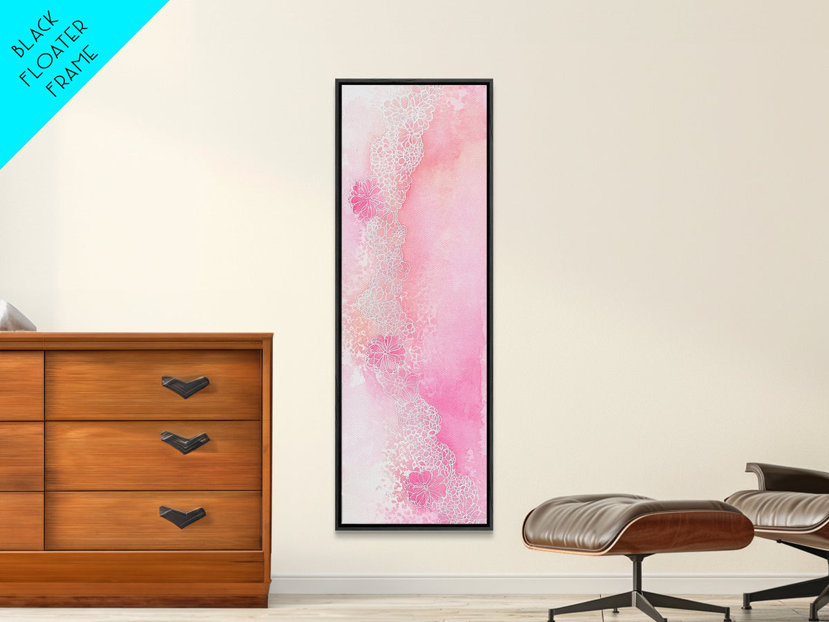 Pink Lace Canvas Print Light Pink Abstract Art Feminine Minimalist Bedroom Decor Vertical Wall Art Wabi Sabi Art Rustic Home Gift Idea