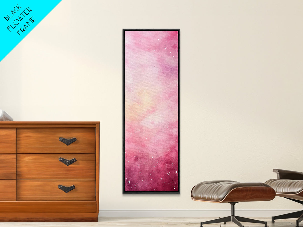 Light Pink Abstract Starry Night Framed Canvas Print Whimsical Bedroom Art Moody Wall Art Vertical Living Room Decor Gift Idea