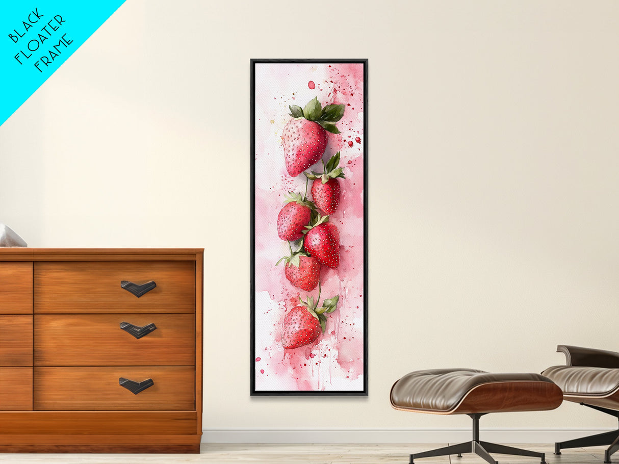 Vibrant Strawberry Art Framed Canvas Print Rustic Farmhouse Decor Fruit of the Spirit Wall Art Skinny Wall Art Kitchen Art Decor