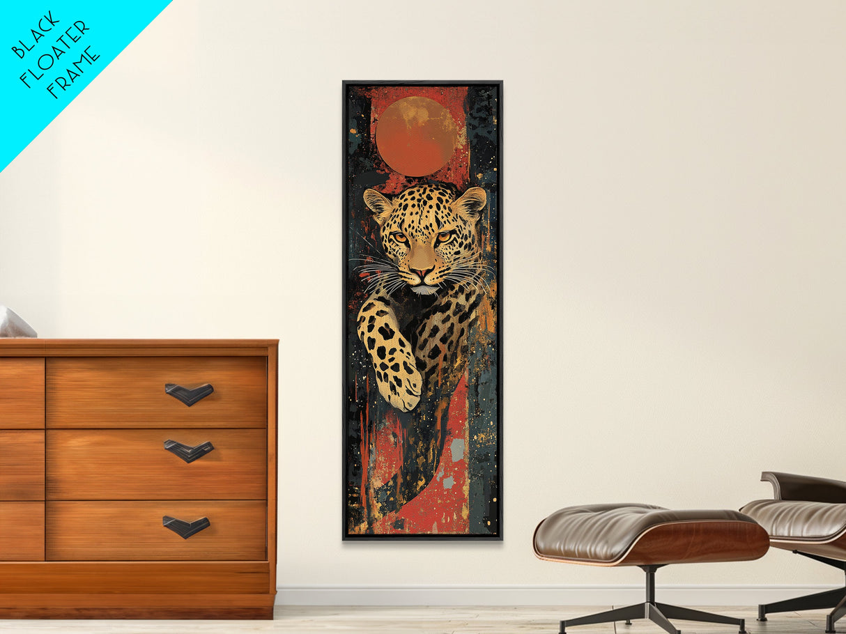 Striking Leopard Canvas Print with Abstract Background, Bold Wild Cat Wall Art, Ideal for Rustic Decor and Living Room Accent