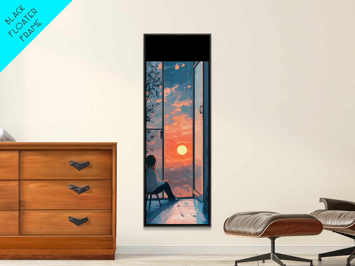 Serene Sunset Reflection Framed Canvas Print Moody Art Bedroom or Living Room Coastal Decor Horizontal Wall Painting Piece