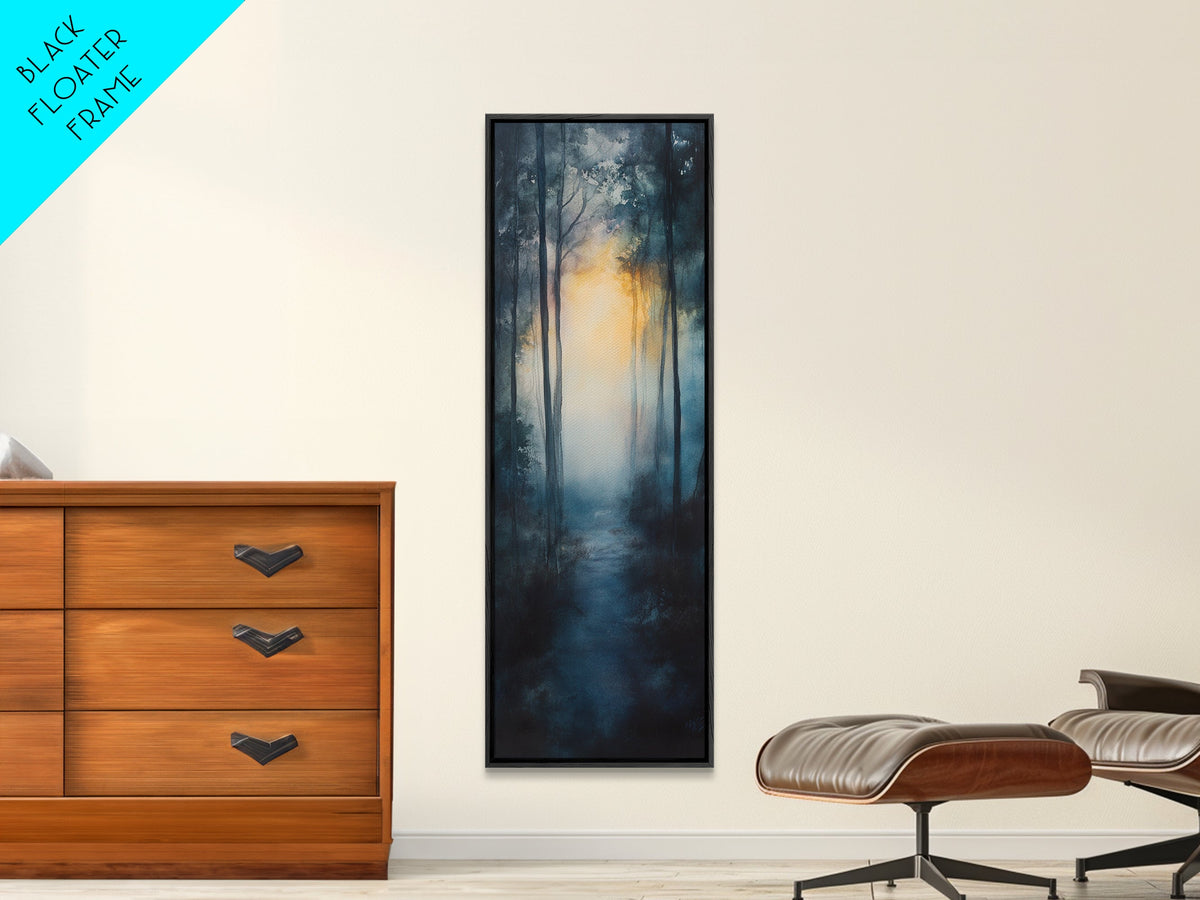 Forest Sunrise Pathway Framed Canvas Print | Smoky Mountain Art | Rustic Decor | Bedroom Art | Fall Artwork | Landscape Painting
