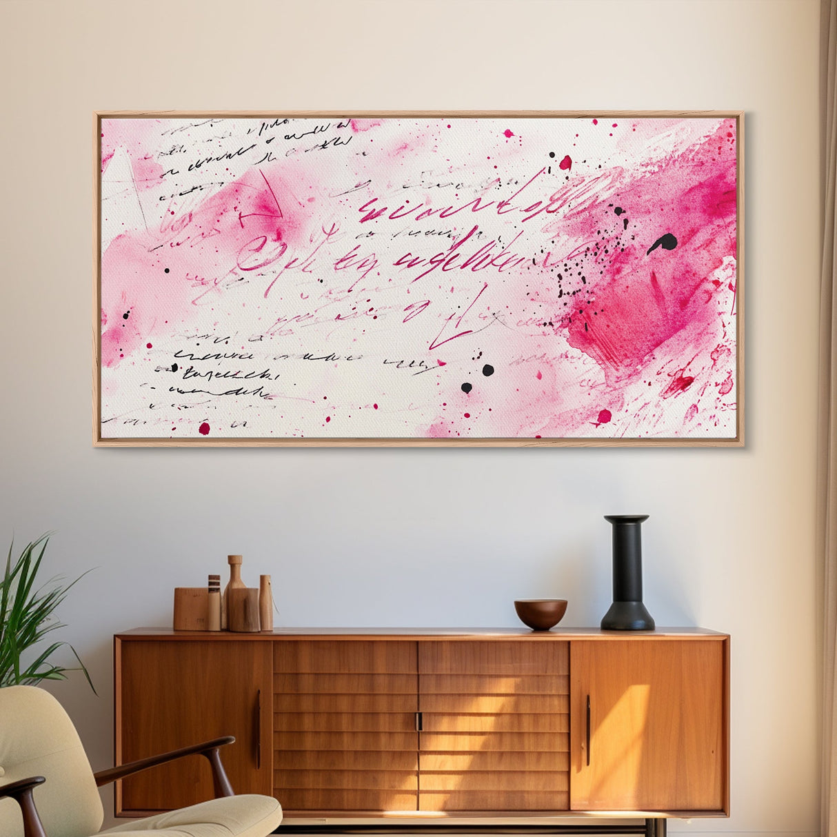 Abstract Lettering Canvas Print Pink Graffiti Wall Art Modern Living Room or Dorm Decor Bold Aesthetic Artwork Contemporary Gift Idea