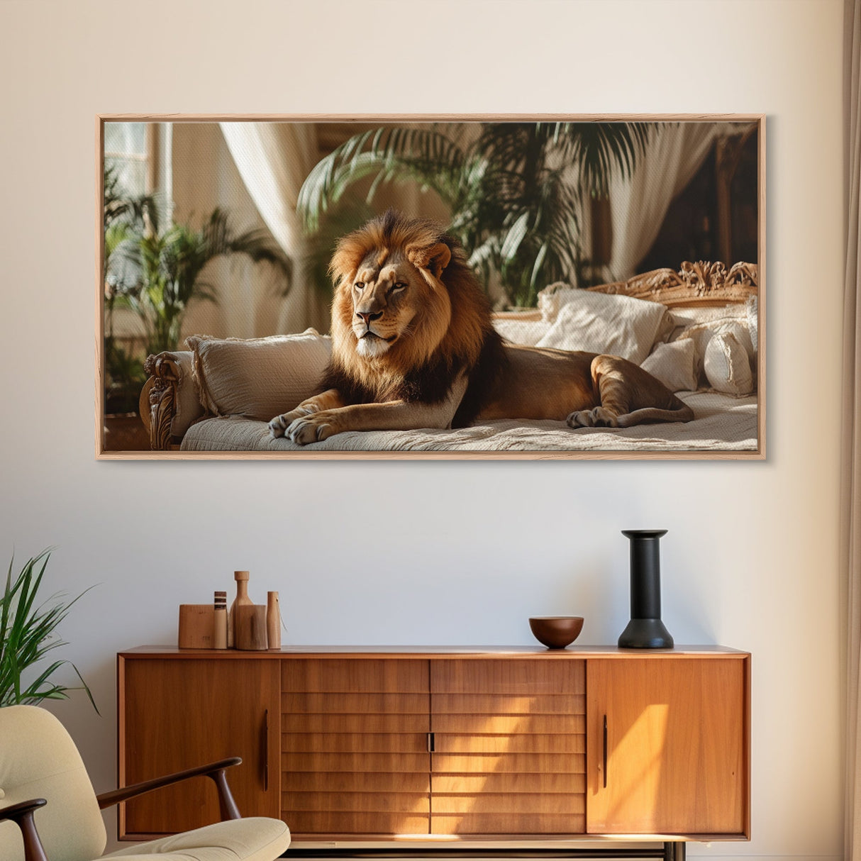 Vibrant Lion Wall Art Framed Canvas Print With Rustic Decor Perfect Above Sofa Living Room Art Gift Idea Wild Elegance Home Decor