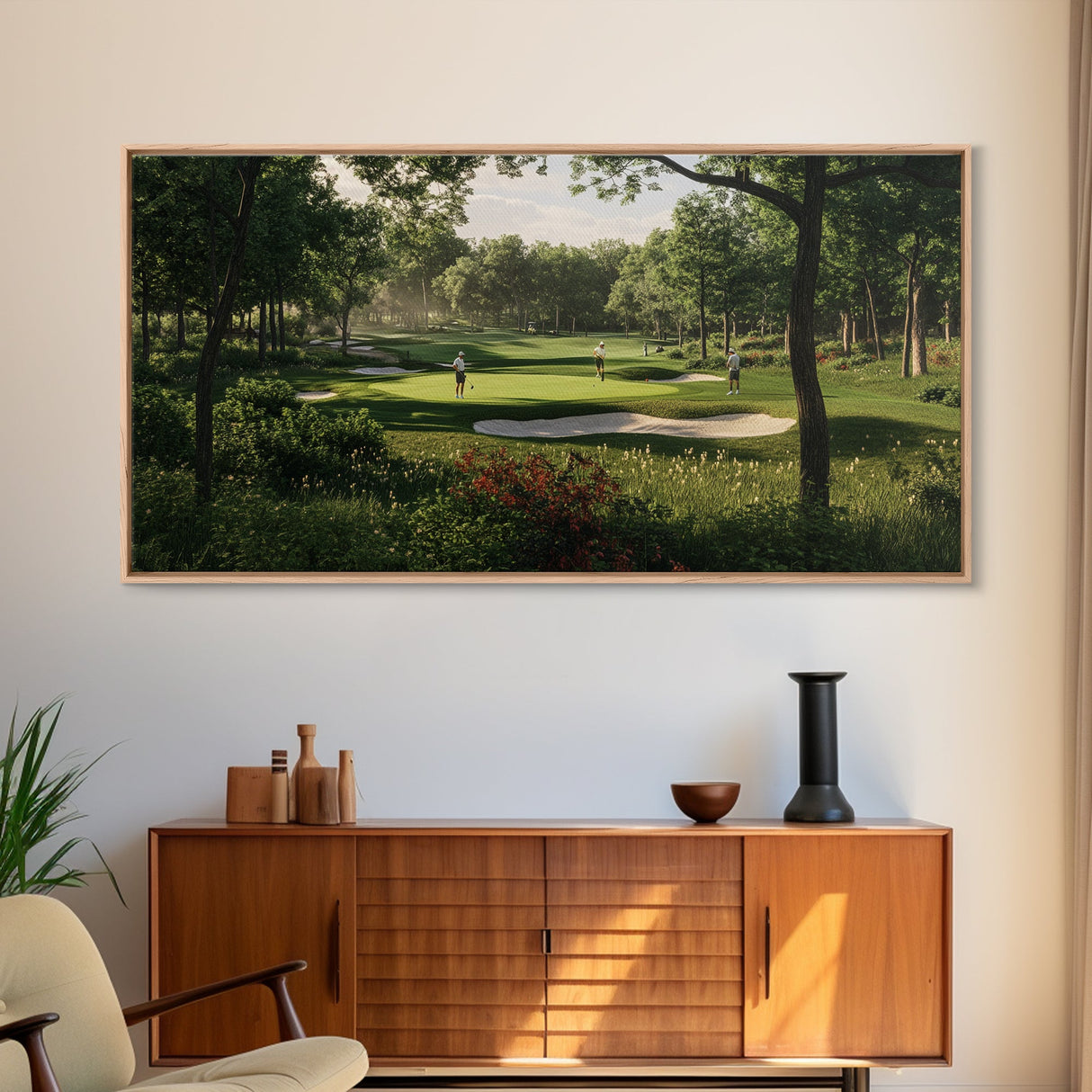 Green Golf Landscape Canvas Print Panoramic Rustic Decor Above Sofa Art Horizontal Artwork Gift Idea Living Room Wall Art