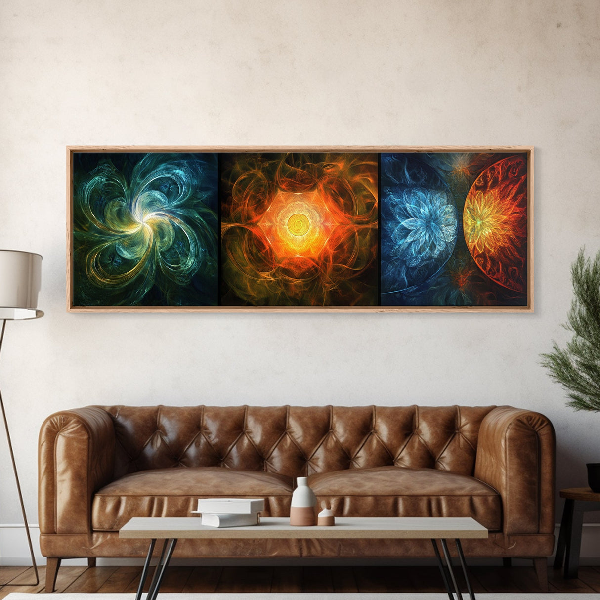 Radiant Mandala Canvas Print Sacred Geometry Art Wildflower Painting Bold Statement Wall Art Bedroom Modern Living Room Decor