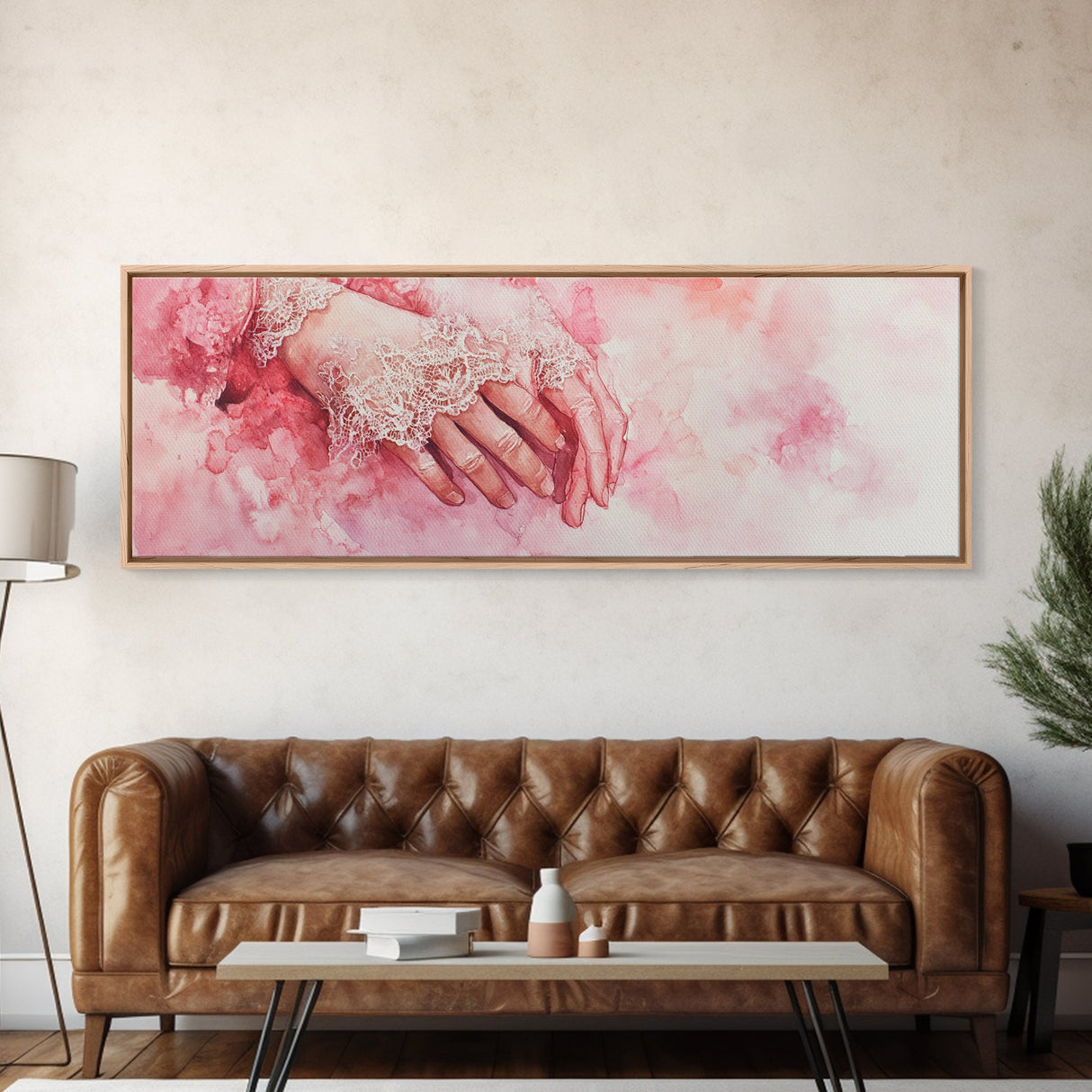 Elegant Lace Hands Canvas Print Feminine Glam Art Light Pink Wall Art Romantic Home Decor Vertical Artwork Gift Idea For Her