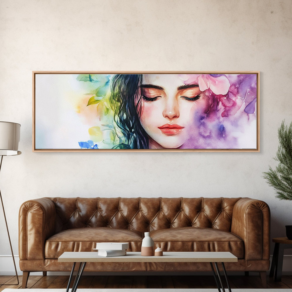 Whimsical Botanical Art Framed Canvas Print - Vibrant Cherry Blossom Painting, Fall Bedroom Decor, Boho Wall Art, Gift Idea For Her
