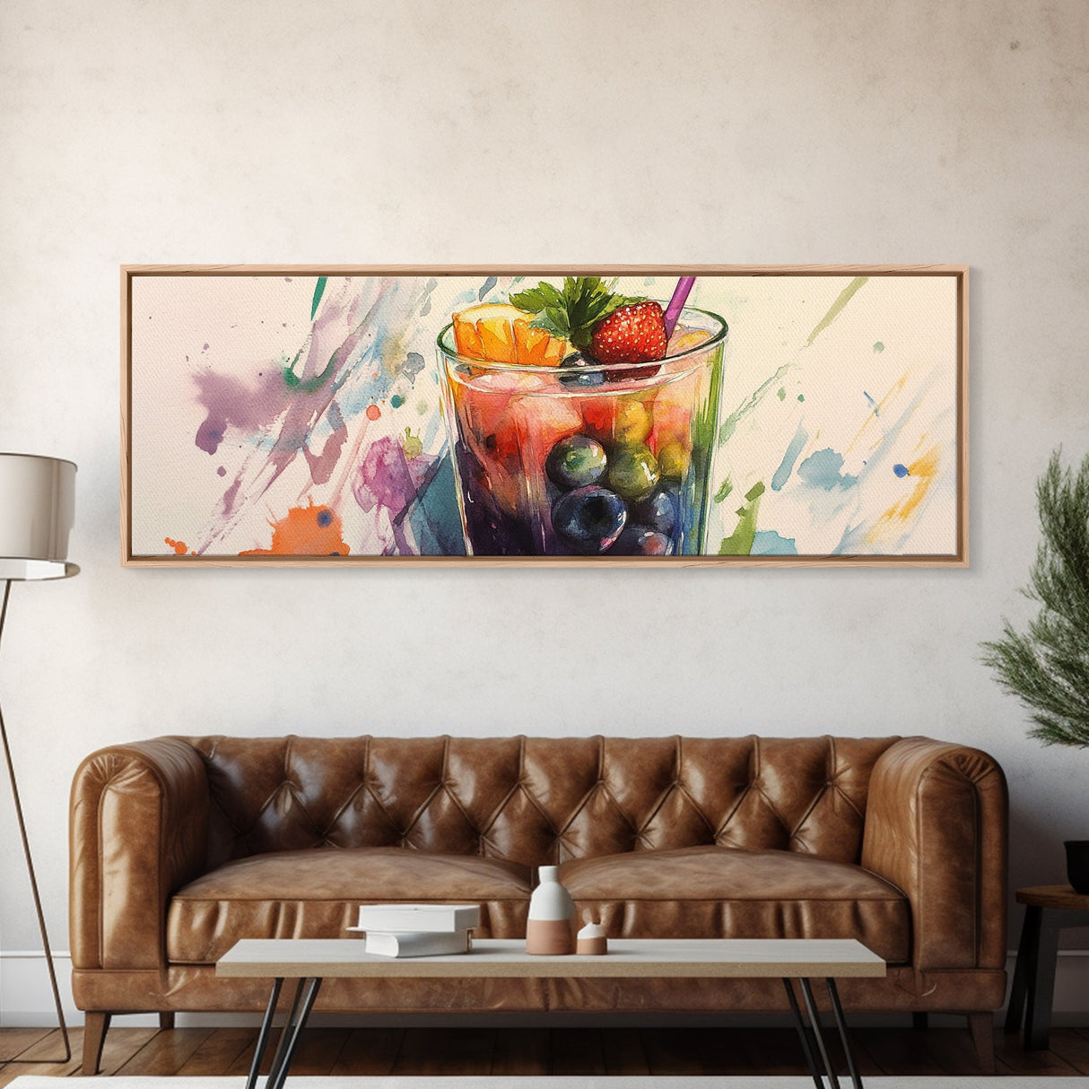 Canvas Print Vibrant Martini Wall Art Fruit of the Spirit Kitchen Art Horizontal Modern Decor Gift Idea Panoramic Painting