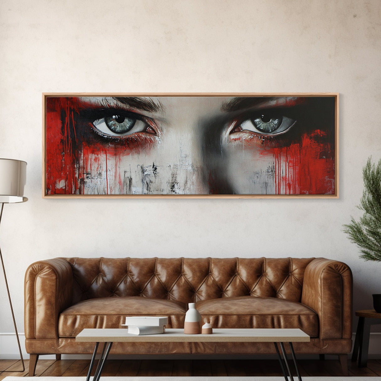 Moody Abstract Canvas Print Framed, Dark Romance Painting Wall Art, Unique Portrait Artwork Gift Idea Modern Home Decor Accent