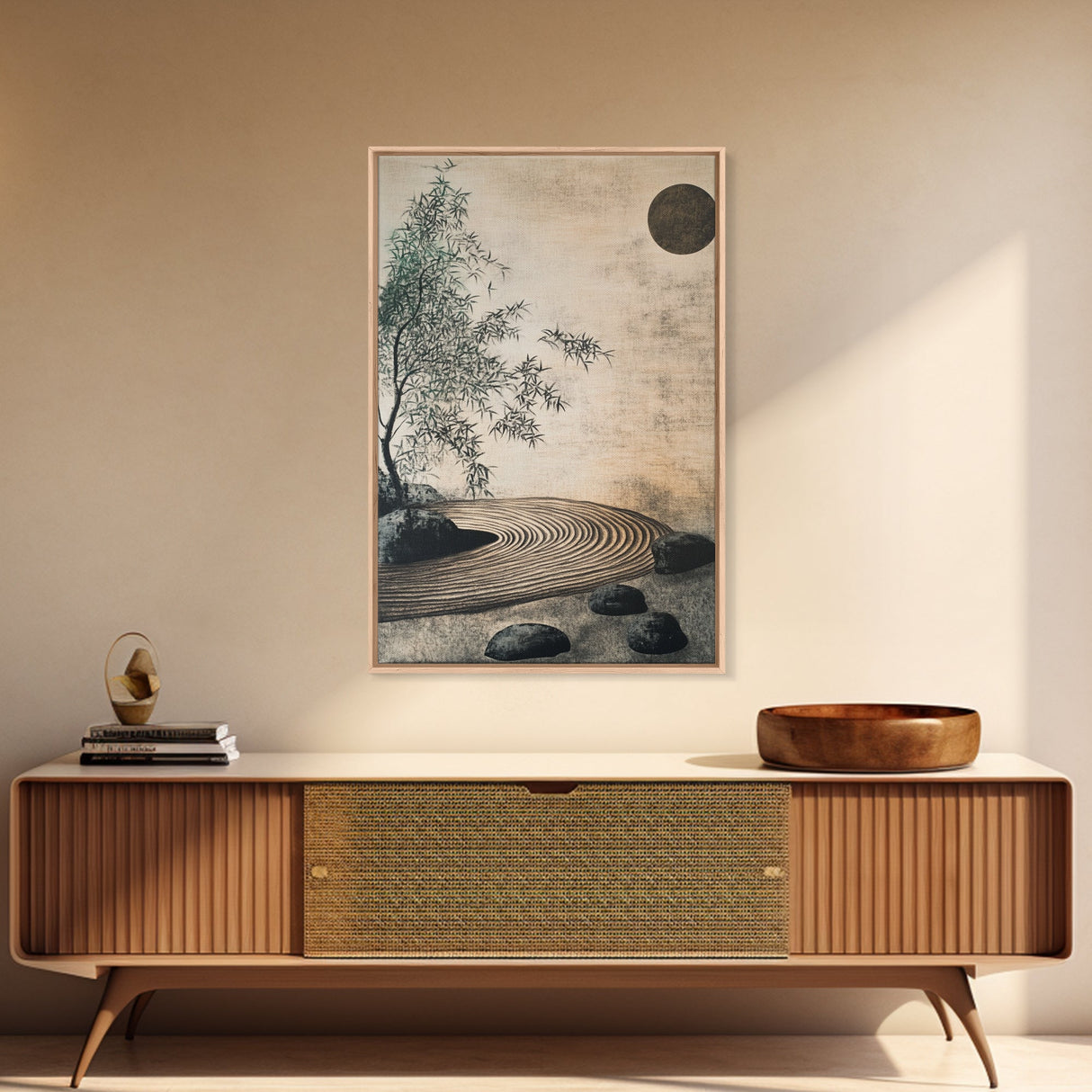Zen Bamboo Garden Canvas Print Wabi Sabi Wall Art Minimalist Zen Inspired Artwork Rustic Decor Above Couch Wall Art Bedroom Art
