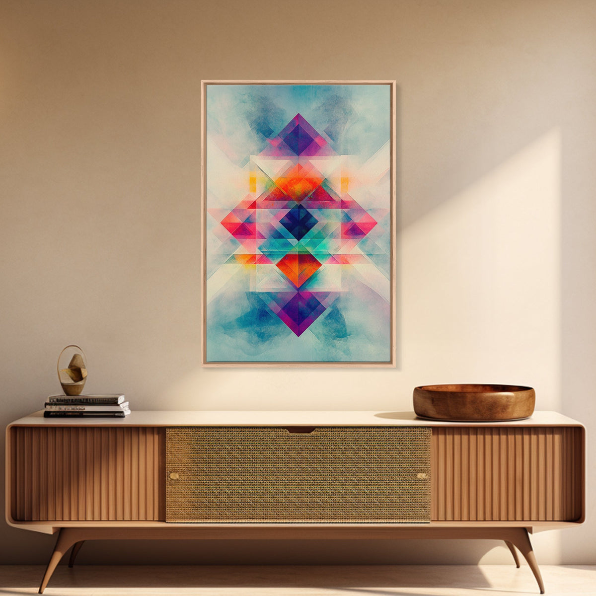 Sacred Geometry Art Framed Canvas Print Sacred Patterns Wall Decor Moody Abstract Geometric Wall Art Living Room Zen Artwork Gift