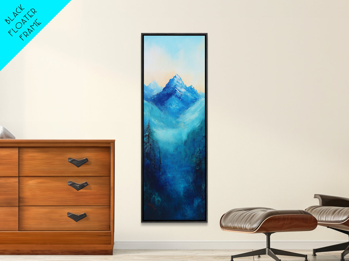 Rustic Art, Canvas Print, smoky mountain art, pine tree art, blue and green wall art, extra wide art, above bed wall art