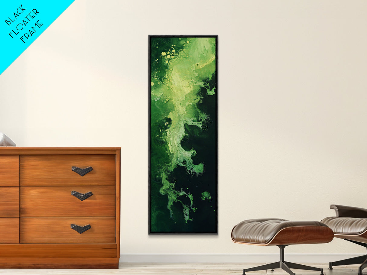 Green, Abstract Art, Framed Canvas Print, green wall art, sage green wall art, botanical prints, geometric wall art, extra wide art