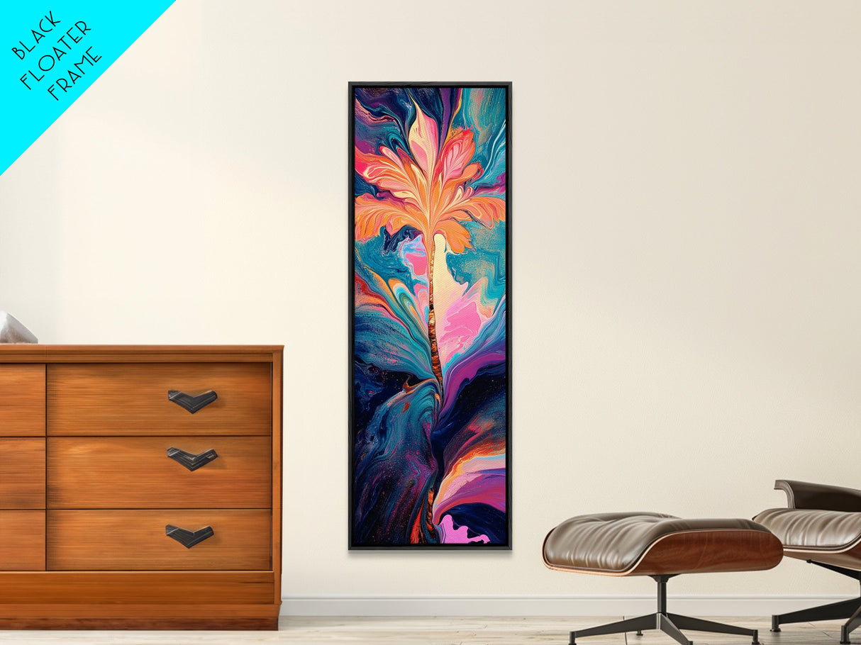 Abstract Eye Art, pink orange wall art, framed canvas print, moody art, surrealist painting, pink abstract art, extra wide art