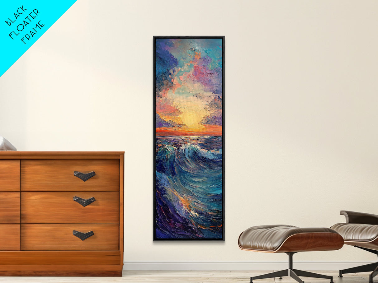 Ocean Wave, Coastal Wall Art, Seascape Painting, Surf Wall Art,Extra Wide Art, Bedroom Art, Framed Canvas Print