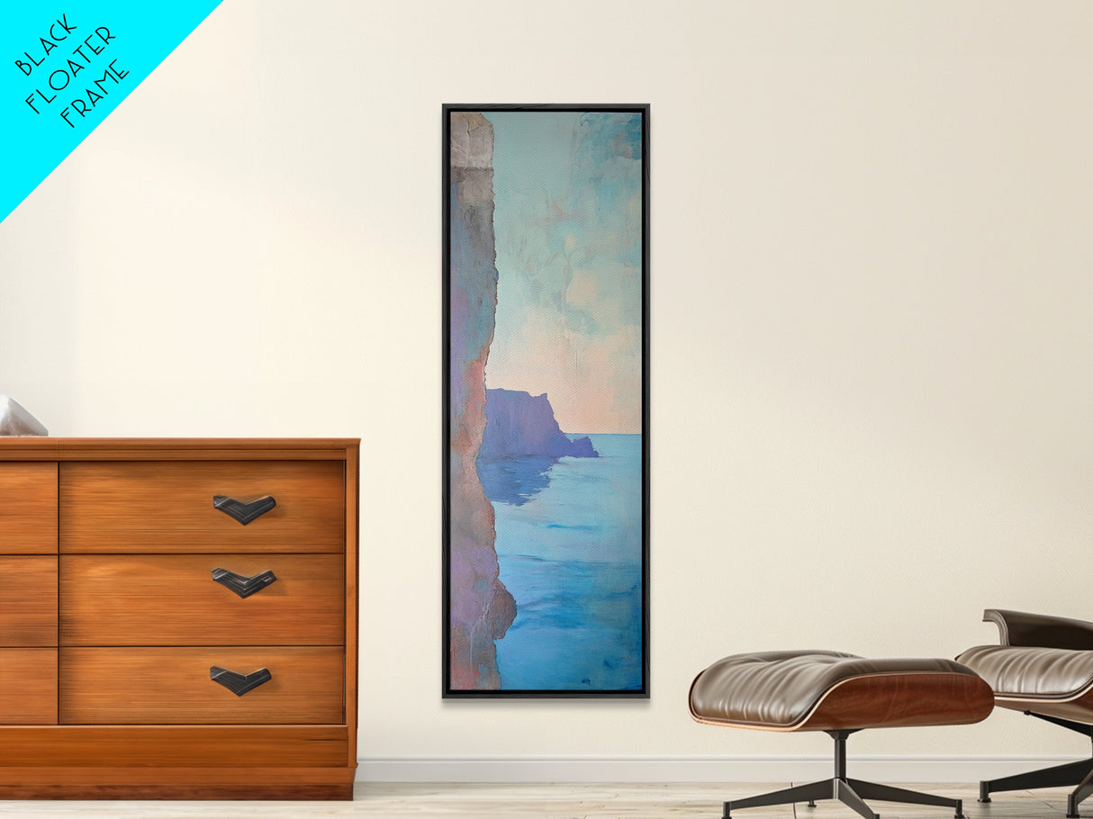 Cliffside View, Misty Horizon, Ocean Painting, Canvas Print, coastal decor, wabi sabi art, seascape painting, minimalist art