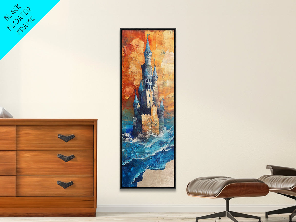 Fantasy Castle, dark romance painting, moody art, fairy tale art, framed canvas print, gothic decor, above bed wall art, boho art