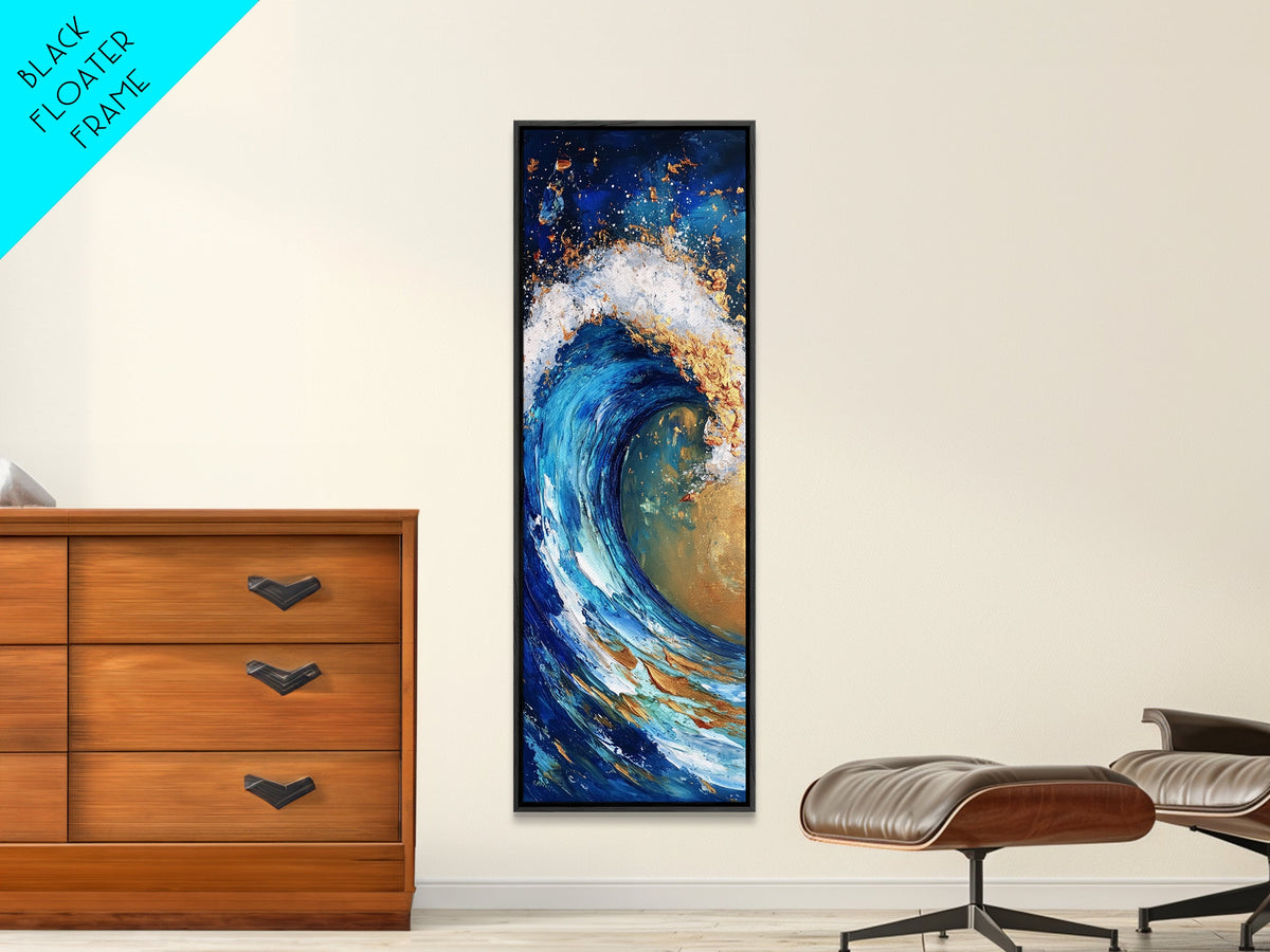 Ocean Wave, coastal decor, nautical painting, seascape painting, blue and green wall art, extra wide art, Canvas Print